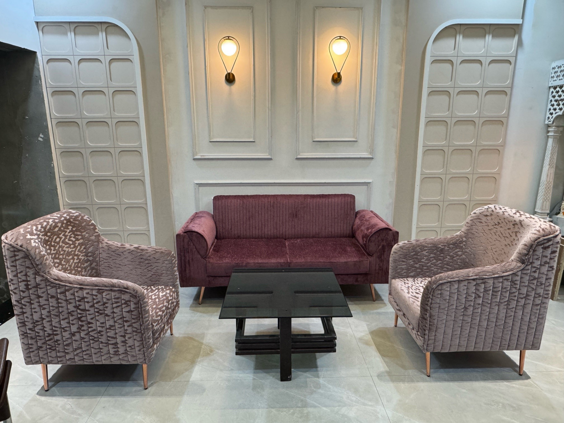Custom upholstered sofa in a luxury interior