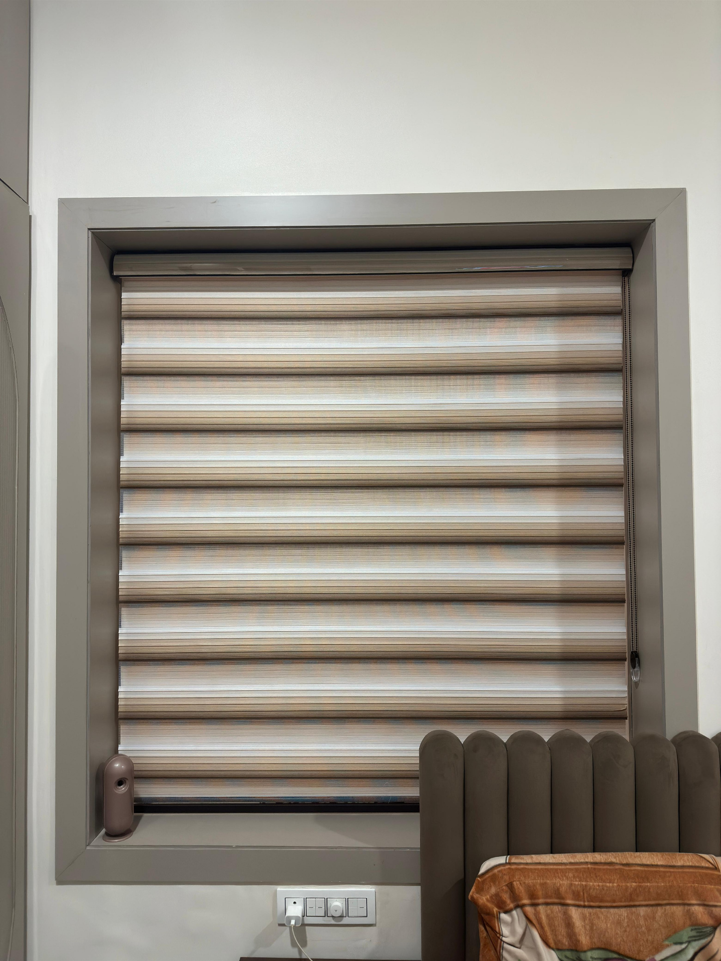 Zebra blind in a bright modern room