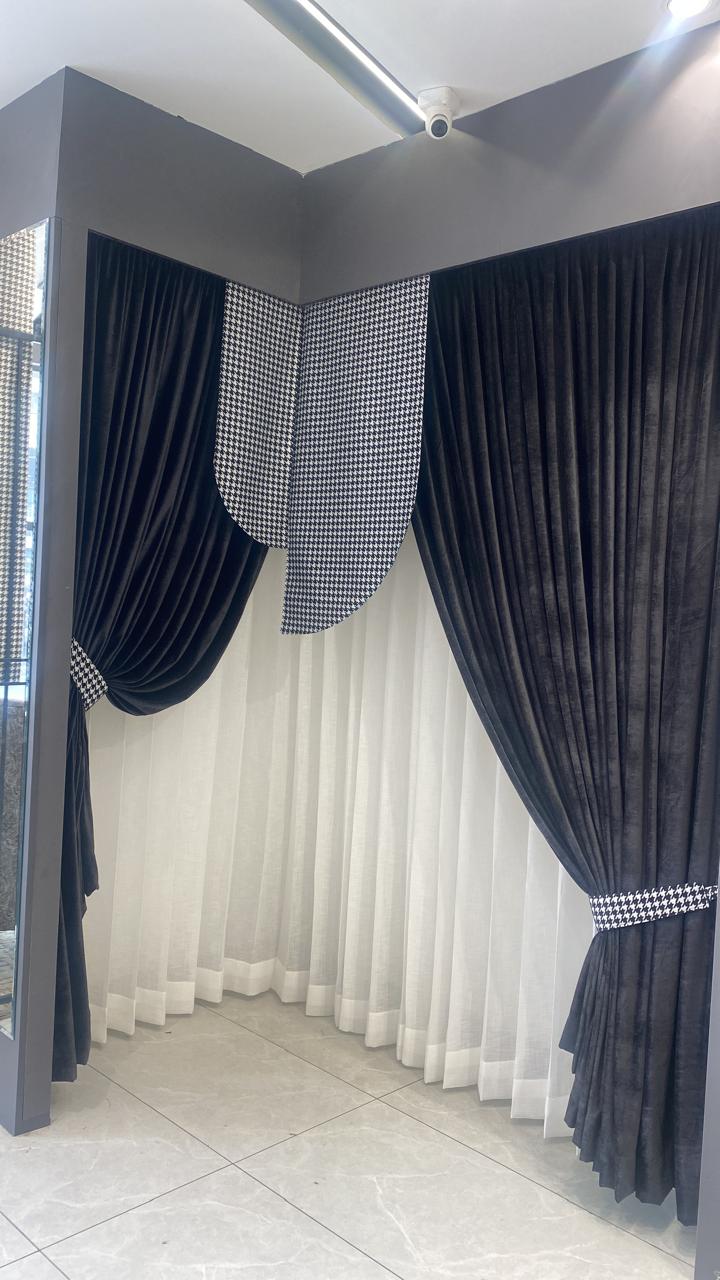 Velvet & Houndstooth Swags — curtains & drapes for premium interiors
