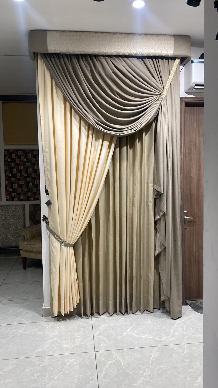 Ivory & Taupe Swag Drapes — curtains & drapes for premium interiors